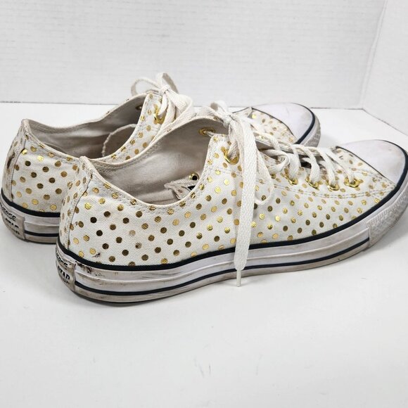 Converse Chuck Taylor All Star Gold/White Polka Dot Sneakers Size 12 - Picture 5 of 7